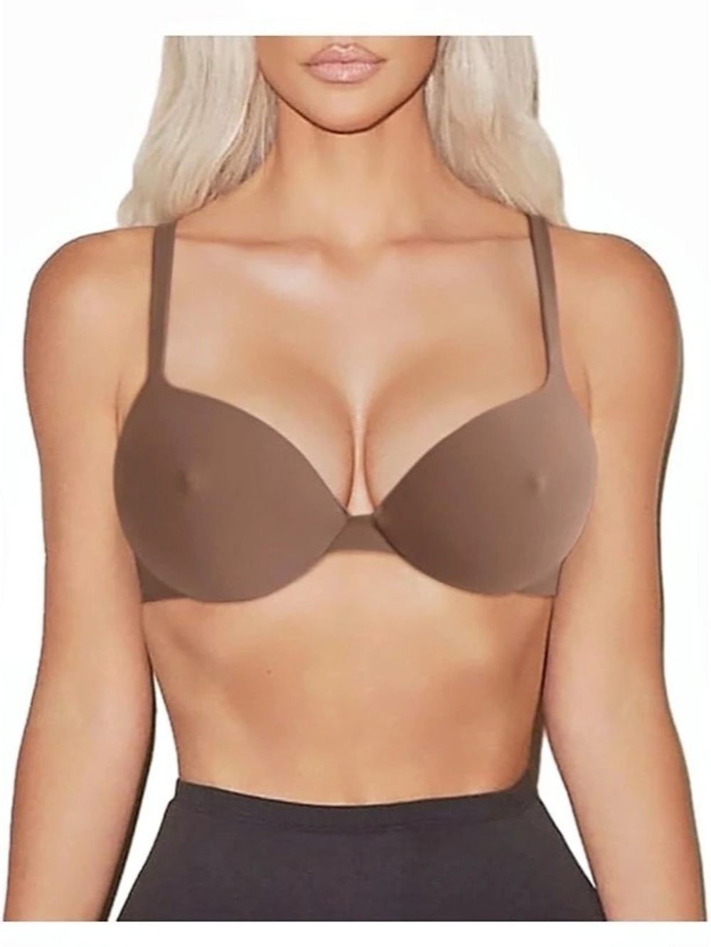 REORIA Women's Trendy Plunge Nipple Padded Comfortable Smoothing Supportive Unde